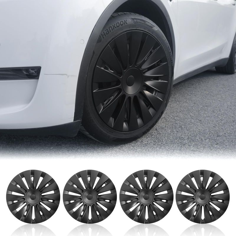 Photo 1 of Model Y Wheel Cover Hubcaps for Tesla 4PCS 19 inches Full Coverage Blade Hubcap Accessories for Tesla Model Y 19inch Blade Style