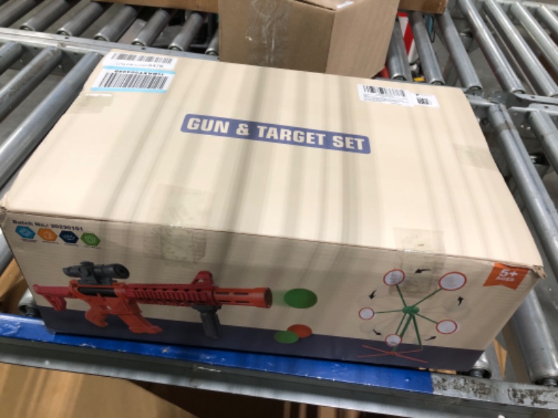 Photo 2 of Shooting Games Toys for Age 5 - 6 7 8 9 10 + Year Old Boys, Kids Toy Sports & Outdoor Game with Moving Shooting Target & 2 Popper Air Toy Guns & 24 Foam Balls, Gifts for Boys and Girls