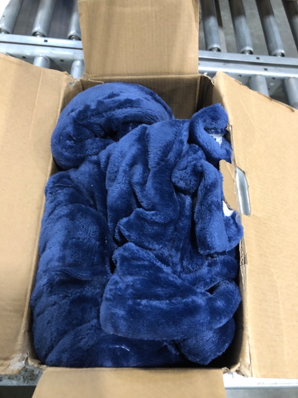 Photo 2 of Homemate Heated Blanket Electric Throw - 50/''x60/'' Heating 1/2/4/6/8 Hours Auto-Off 10 Heat Level Over-Heat Protection Flannel Sherpa Heater ETL Certification, Blue Blue 50 inch x 60 inch