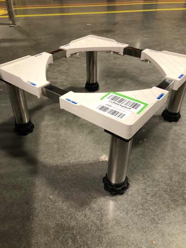 Photo 1 of Air Conditioner Base Adjustable Appliance Stand Refrigerator Pedestal Stand Length/Width 17"-25" Machine Stand Pedestal for Dishwasher Heavy Furniture, Anti-rust, White (Legs:4",4Legs) Legs:4" 4legs