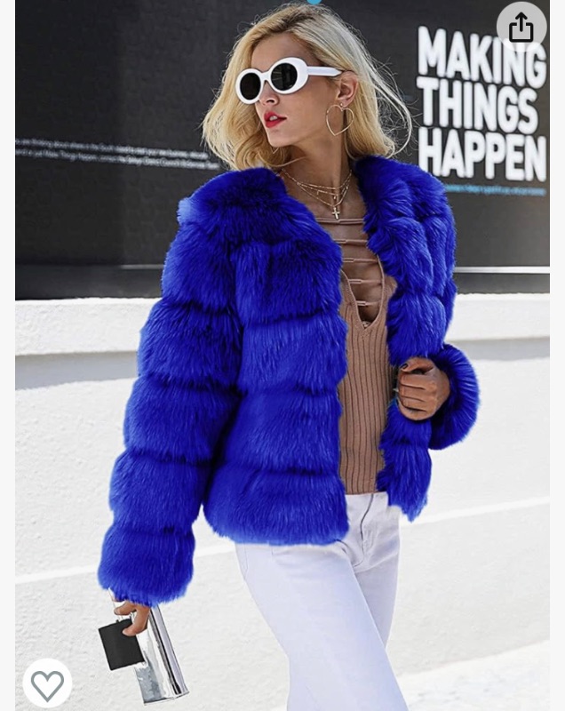 Photo 4 of QIYE Simplee Women Luxury Winter Warm Fluffy Faux Fur Short Coat Jacket Parka Outwear
size small 