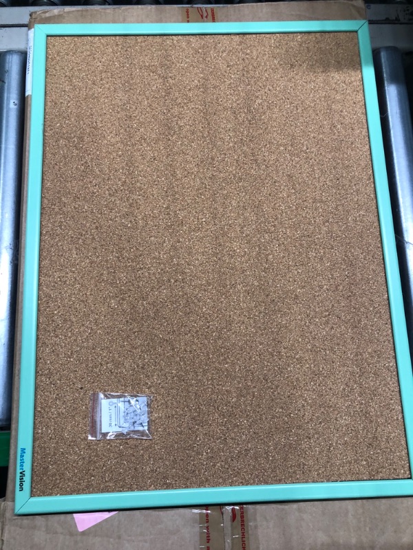 Photo 1 of MasterVision Pastel Collection Cork Bulletin Board, Green Colored MDF Frame, Self-Healing Cork for Push Pins, 15.75" x 11.81" 15.75" x 11.81" Green