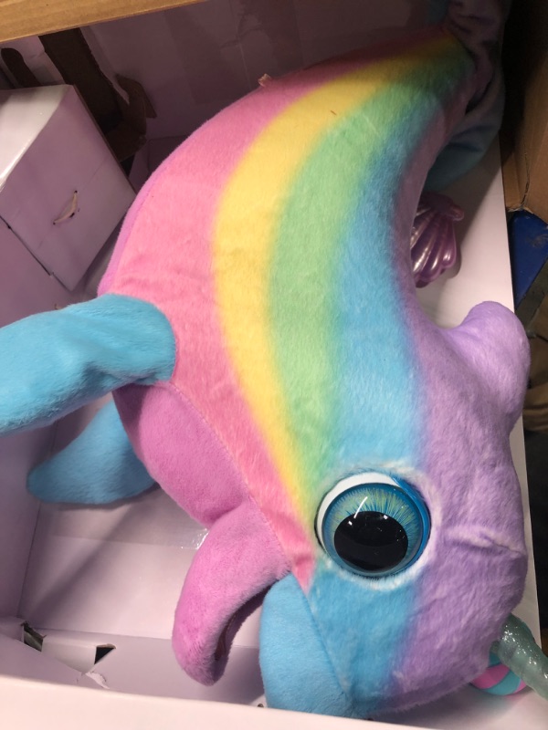 Photo 1 of furReal Wavy The Narwhal Interactive Animatronic Plush Toy, Electronic Pet, 80+ Sounds and Reactions, Rainbow Plush, Ages 4 and Up - Amazon Exclusive
