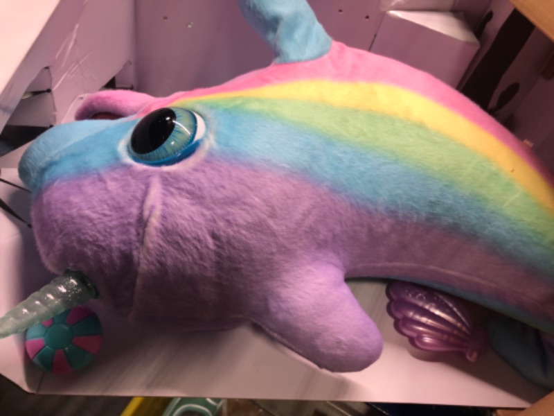 Photo 1 of furReal Wavy The Narwhal Interactive Animatronic Plush Toy, Electronic Pet, 80+ Sounds and Reactions, Rainbow Plush, Ages 4 and Up - Amazon Exclusive