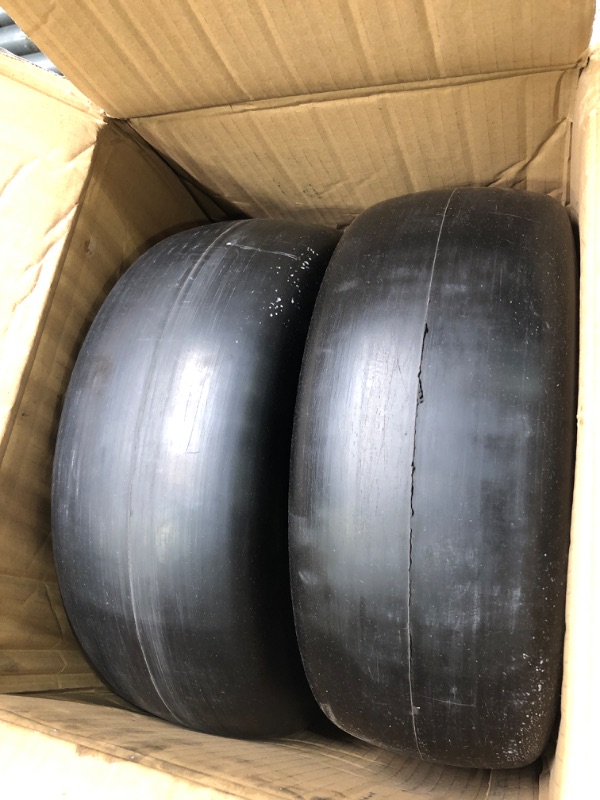 Photo 3 of 2 PCS Premium 13x5.00-6 Flat Free Tire and Wheel for Lawn Mowers & Zero Turn Mowers, with 3/4" & 5/8" Grease Bushing and 3.25"-5.9" Centered Hub, Solution for Commercial Grade Lawns, and Garden Turf