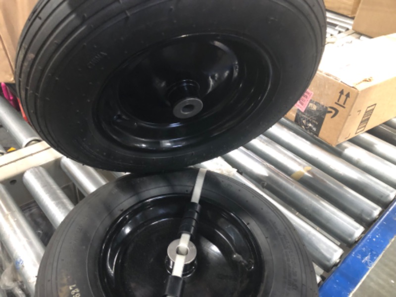 Photo 4 of 2-Pack 14.5-Inch Wheelbarrow Tire.3.50-8" Pneumatic Tires and wheels with 3"- 7" Center Hub and 5/8" Bushings for Wheelbarrow Lawn Mover Replacement. 00038361-16
