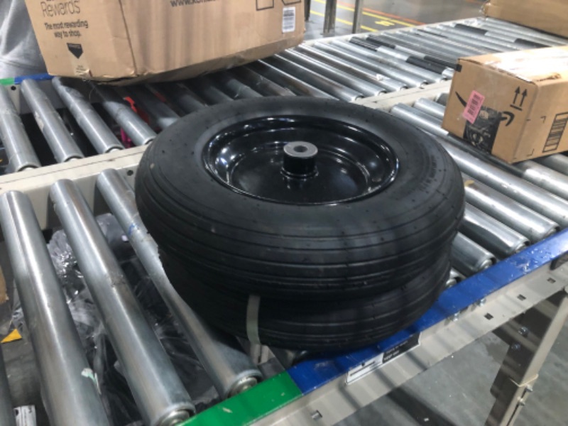 Photo 3 of 2-Pack 14.5-Inch Wheelbarrow Tire.3.50-8" Pneumatic Tires and wheels with 3"- 7" Center Hub and 5/8" Bushings for Wheelbarrow Lawn Mover Replacement. 00038361-16
