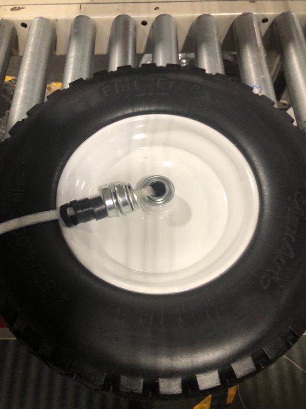 Photo 1 of MaxAuto Wheelbarrow Tire 4.80 4.00-8 Flat-Free 4.80/4.00-8 Tire and Wheel w/Grease Fitting, 3" Centered Hub, 3/4" Bearings, 4.80 4.00-8 Tire for Hand Truck, Trolley, Garden Cart, Wagons