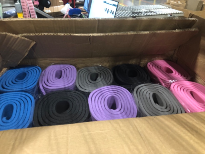 Photo 1 of 10 Pcs Yoga Mats Bulk 72 x 24 x 0.3 Inch Thick Exercise Mats Non Slip Fitness Mat Gym Mats Bulk for Yoga, Pilates, Workout, Stretching (Black, Rose Red, Gray, Blue, Purple)