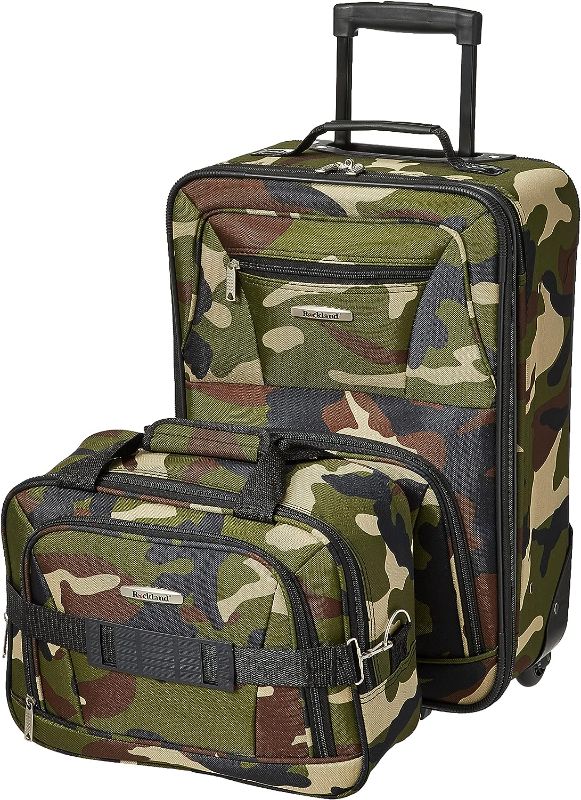 Photo 1 of Rockland Fashion Softside Upright Luggage Set,Expandable, Wheel, Telescopic Handle, Camouflage, 2-Piece (14/19)