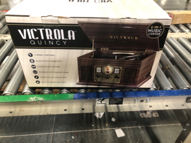 Photo 2 of Victrola Nostalgic 6-in-1 Bluetooth Record Player & Multimedia Center with Built-in Speakers - 3-Speed Turntable, CD & Cassette Player, AM/FM Radio | Wireless Music Streaming | Espresso Espresso Entertainment Center