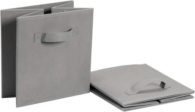 Photo 1 of Amazon Basics Collapsible Fabric Storage Cube Organizer with Handles, 13 x 13 x 13 Inch, Gray - Pack of 6