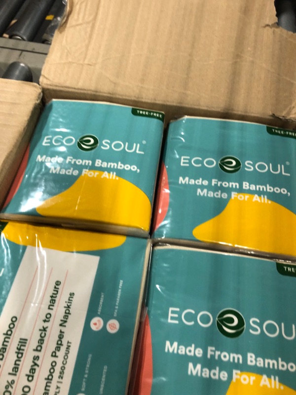 Photo 3 of ECO SOUL 100% Bamboo Premium 3 Ply Paper Napkin 1000 Count | 4 Pack of 250 | Eco Friendly Disposable Paper Napkins, Compostable Everyday Hand Paper Napkin 4 250 Napkins set