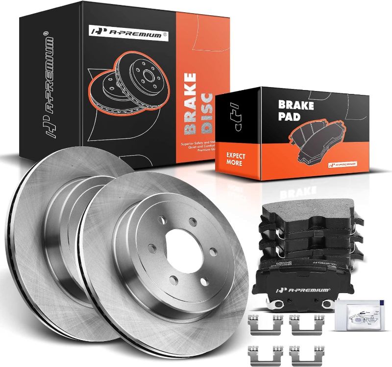 Photo 1 of A-Premium 12.60 in (320 mm) Rear Solid Disc Brake Rotors + Ceramic Pads Kit Compatible with Select Chrysler and Dodge Models - 300 05-20, Challenger 09-20,