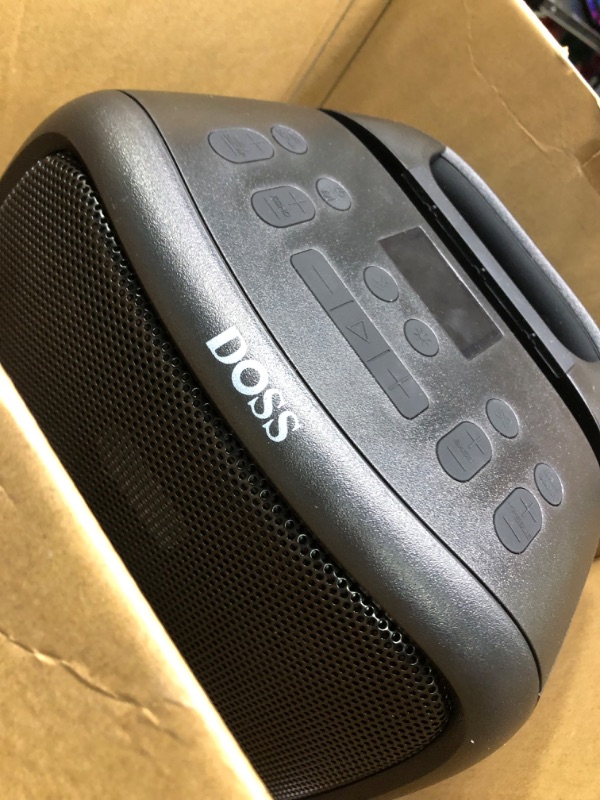 Photo 4 of DOSS Outdoor Bluetooth Speaker with Subwoofer, 60W Powerful Sound, Rich Bass, Dual DSP, Mixed Colors Lights, Splash Proof, PartySync, Mic and Guitar Inputs, Speaker for Backyard, and Poolside Parties