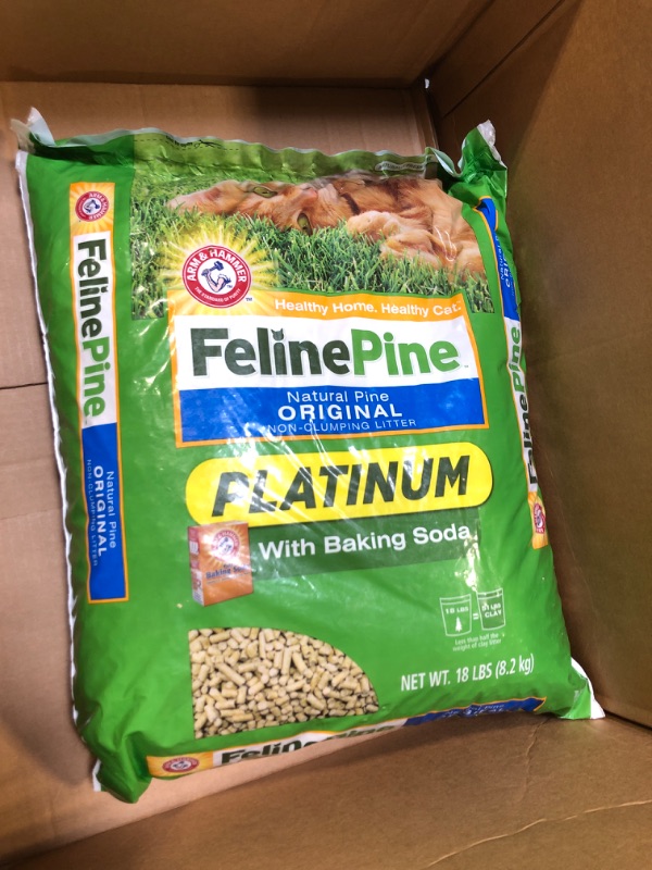 Photo 3 of ARM & HAMMER Feline Pine Platinum with Baking Soda Non-Clumping Cat Litter, 18lb Bag, No Added Scent