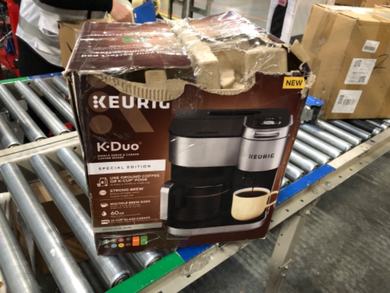 Photo 2 of Keurig K-Duo Special Edition Coffee Maker, Single Serve and 12-Cup Drip Coffee Brewer, Compatible with K-Cup Pods and Ground Coffee, Silver