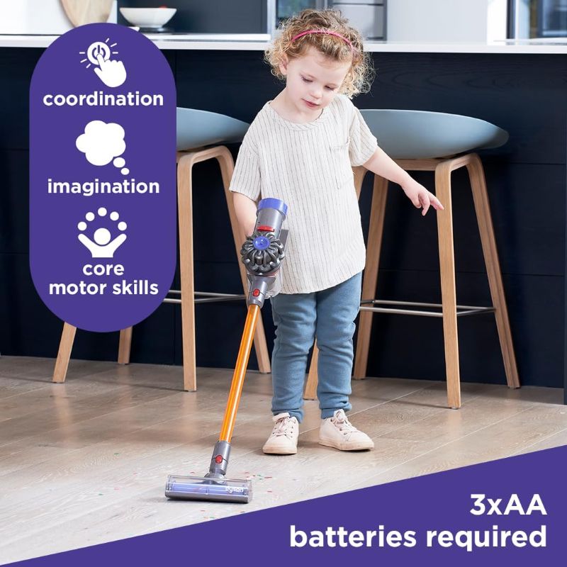 Photo 1 of Casdon 68702 Dyson Cordless Vacuum Interactive Toy for Children Aged 3+, Purple and Orange