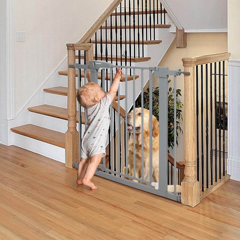 Photo 1 of Babelio Baby Gate for Doorways and Stairs, 26''-40'' Auto Close Dog/Puppy Gate, Easy Install, Pressure Mounted, No Drilling, fits for Narrow and Wide Doorways, Safety Gate w/Door for Child and Pets