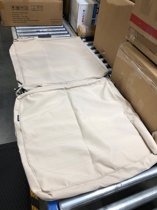 Photo 1 of 2Pcs Outdoor Patio Seat Cushion and Back Pillow Replacement Covers Set Fit for Sectional Sofa Chair Loveseat Couch Furniture Seating,Splashproof Fadeless,25Wx26Dx6H,25Wx18Dx6H,Khaki-Covers Only Khaki 25"Wx26"Dx6"H/25"Wx18"Dx 6"H