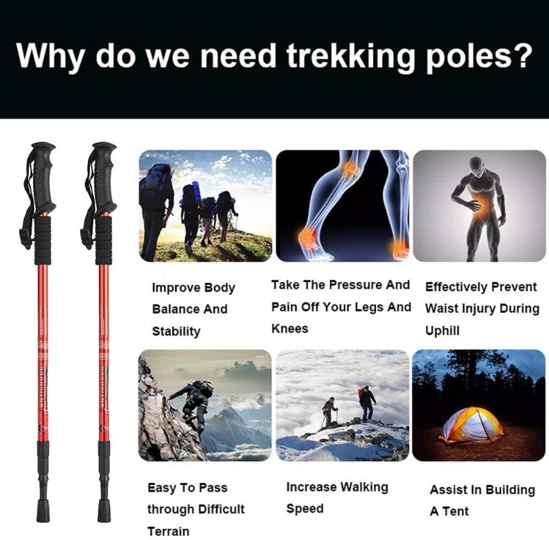 Photo 1 of Aihoye Trekking Poles Shock Absorbing Adjustable Hiking or Walking Sticks for Hiking Collapsible Strong, 2-pc Pack Lightweight Walking Pole, All Terrain Accessories and Carry Bag