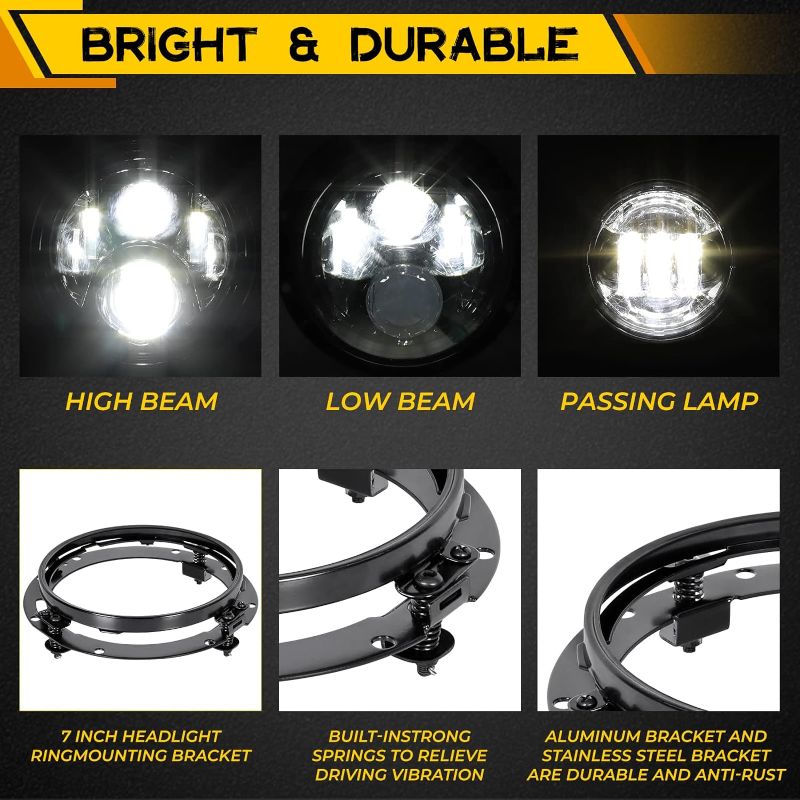 Photo 1 of Haitzu 7 inch LED Headlight Motorcycle Passing Lamp Fog Lights Kit for Harley Davidson Touring Road King Ultra Classic Electra Street Glide Tri Cvo Heritage Fatboy Softail Slim Deluxe
