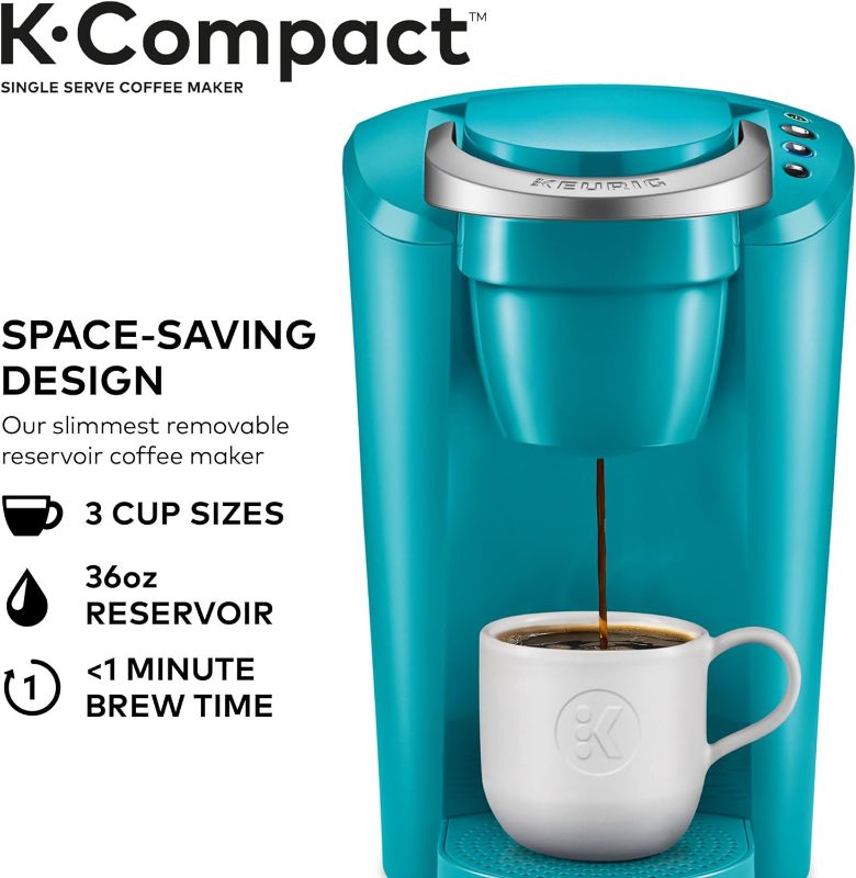 Photo 1 of Keurig K-Compact Coffee Maker, Single Serve K-Cup Pod Coffee Brewer, Turquoise