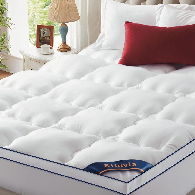 Photo 1 of  Queen Mattress Topper with 400TC 100% Viscose Cover Extra Thick Pillowtop Cooling Mattress Pad White with 8-21 Inch Deep Pocket 3D Snow Down Alternative Fill