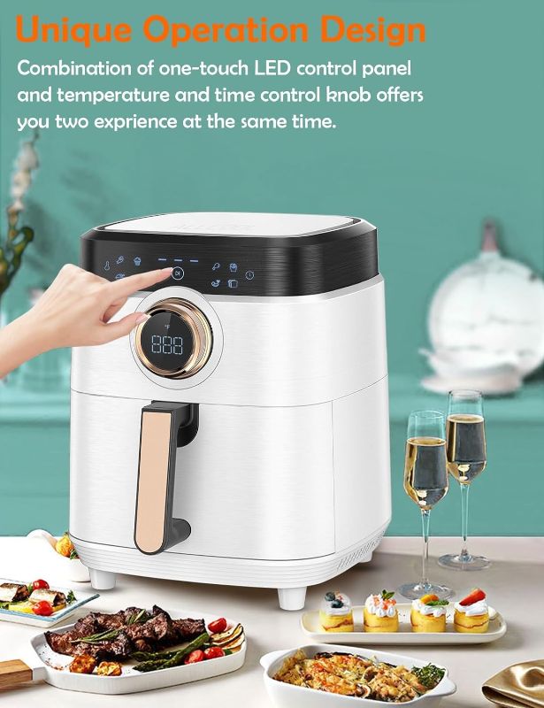 Photo 1 of Air Fryer, ALLCOOL Airfryer Oven 8QT Large Air Fryer 1700W 8-in-1 with Touch Screen Air Fryers Dishwasher Safe Nonstick Basket Freidora de Aire 36 Recipes BPA & PFOA Free White Air Fryer