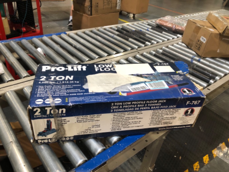 Photo 1 of Pro-Lift F-767 Grey Low Profile Floor Jack - 2 Ton Capacity & MAXXHAUL 70472 Solid Rubber Heavy Duty Black Wheel Chock 2-Pack, 8" x 4" x 6" Grey Jack + Black Wheel Chock 2-Pack