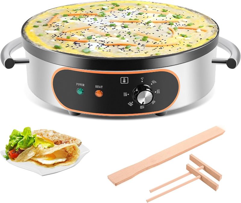 Photo 1 of BOEASTER Commercial Crepe Maker, 16" Non-Stick 2000W Electric Crepe Machine Adjustable Temperature Control, Thickened Cast Iron Cooking Surface Pancakes Maker Griddle with Handle