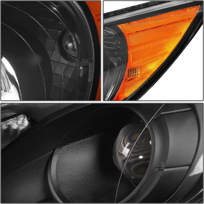Photo 1 of Auto Dynasty Factory Style Projector Headlight Lamps Compatible with Sonata (Excludes Hybrid) 2011-2014, Driver and Passenger Side, Black Housing Amber Corner