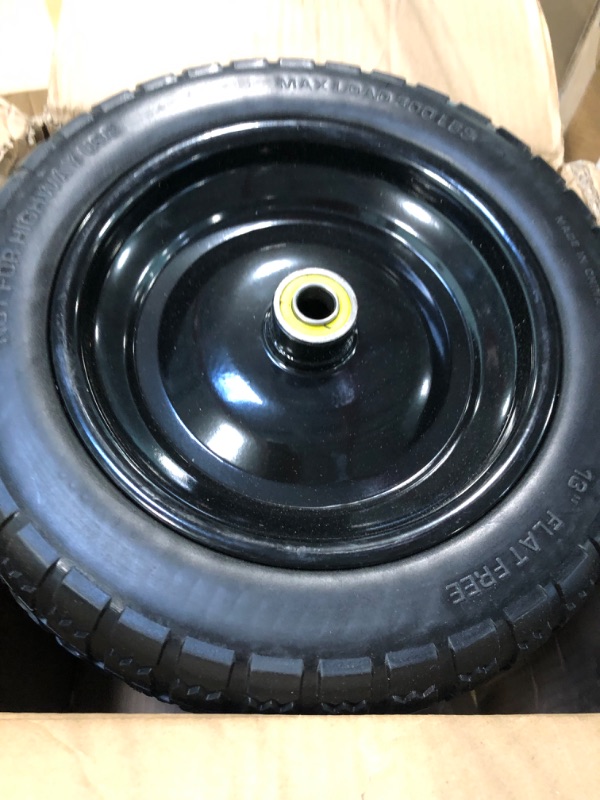 Photo 4 of 13” Flat-Free Tires for Cart,Solid Polyurethane Wheels for Hand Truck Garden Cart Trolleys,with 5/8” Axle 2.16” Offset Hub 3.15” Tire Width 600 lbs Capacity, 4 pack