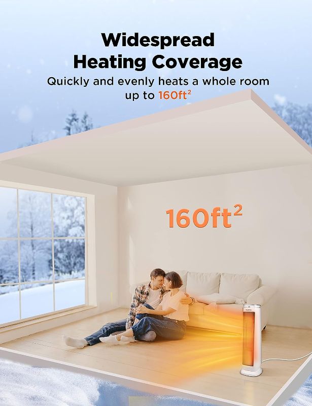 Photo 1 of 
Roll over image to zoom in








PELONIS PHTPU1501 Ceramic Tower 1500W Indoor Space Heater with Oscillation, Remote Control, Programmable Thermostat & 8H Timer, ECO Mode, Tip-Over Switch & Overheating Protection, White