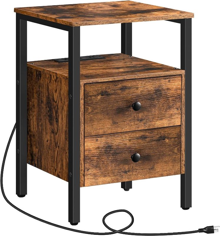 Photo 1 of hoobro 2 drawer mobile desk, rustic brown