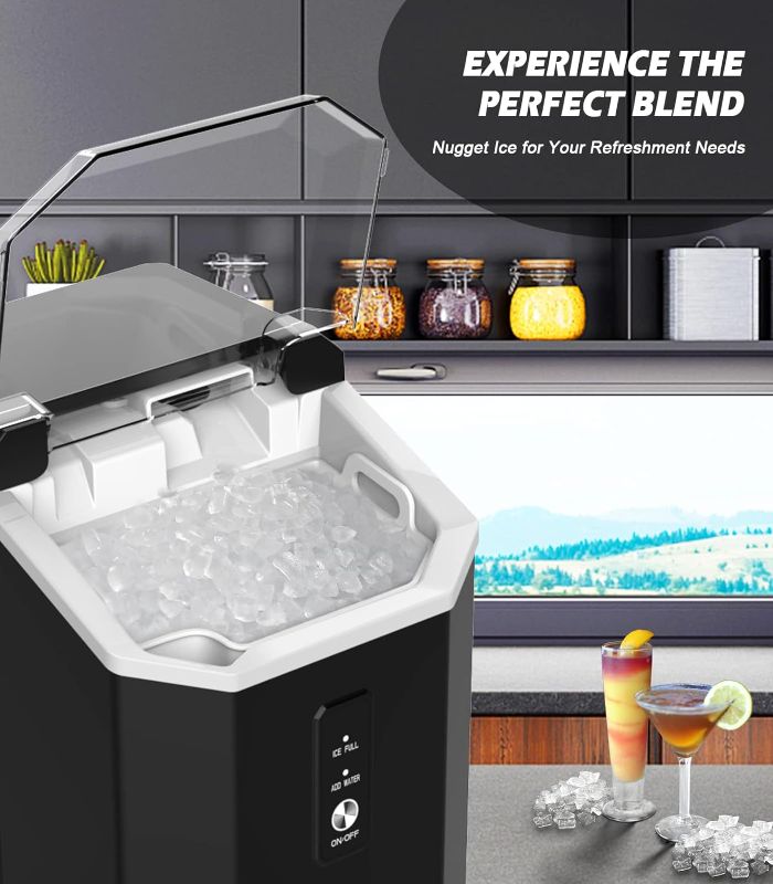 Photo 1 of Nugget Ice Maker Countertop, Crushed Chewable Ice Maker, Self Cleaning Ice Makers with One-Click Operation, 34Lbs/24H, Pebble Portable Ice Machine with Ice Scoop for Home Bar Camping RV