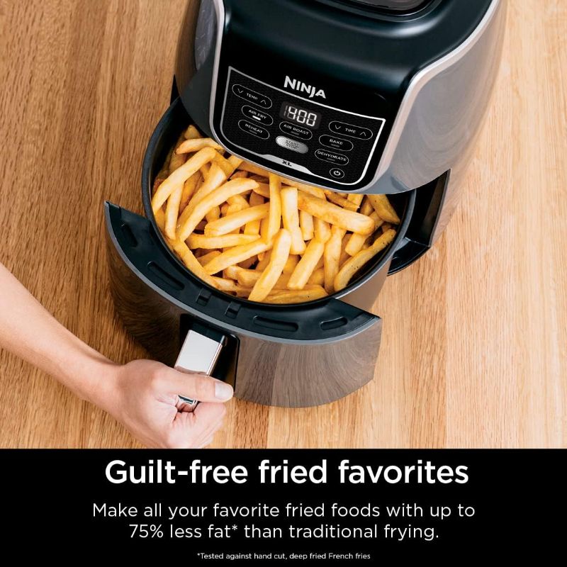 Photo 1 of Ninja AF150AMZ Air Fryer XL, 5.5 Qt. Capacity that can Air Fry, Air Roast, Bake, Reheat & Dehydrate, with Dishwasher Safe, Nonstick Basket & Crisper Plate and a Chef-Inspired Recipe Guide, BLACK