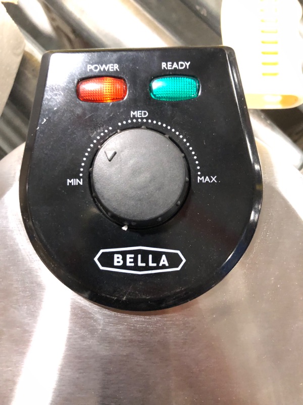 Photo 5 of BELLA Classic Belgian Waffle Maker, 7" Round, Non Stick, Waffle Iron Makes 1” Thick Waffles, Variable browning control knob, Stay-cool handle with locking latch, Stainless Steel