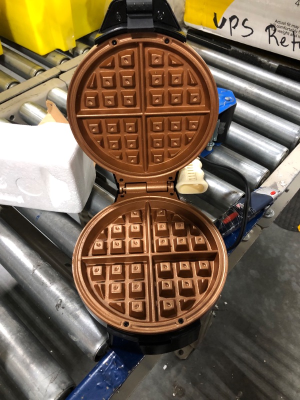 Photo 4 of BELLA Classic Belgian Waffle Maker, 7" Round, Non Stick, Waffle Iron Makes 1” Thick Waffles, Variable browning control knob, Stay-cool handle with locking latch, Stainless Steel