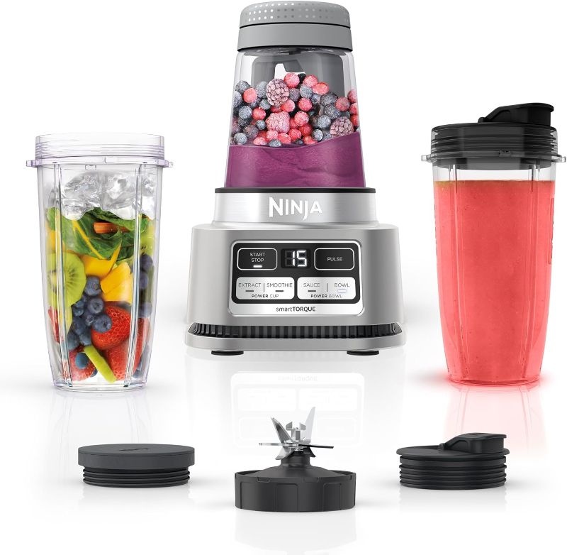 Photo 1 of Ninja SS101 Foodi Smoothie Maker & Nutrient Extractor* 1200 WP, 6 Functions Smoothies, Extractions*, Spreads, smartTORQUE, 14-oz. Smoothie Maker, (2) To-Go Cups & Lids, Silver
 
