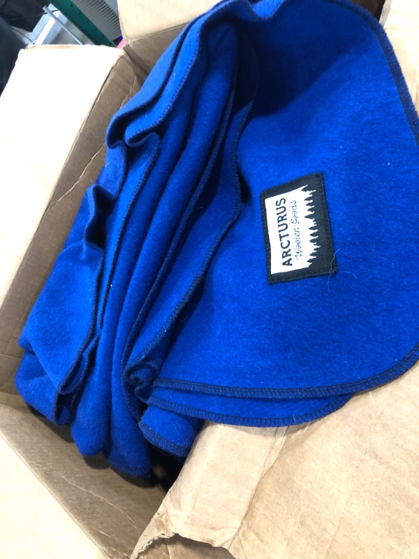 Photo 3 of Arcturus Military Wool Blanket - 4.5 lbs, Warm, Thick, Washable, Large 64" x 88" - Great for Camping, Outdoors, Sporting Events, and Survival Kits Royal Blue