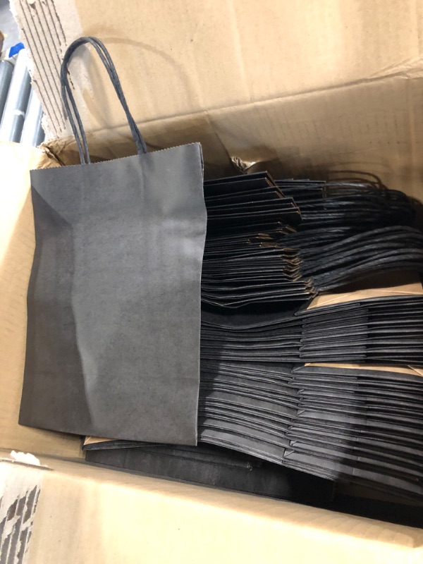 Photo 3 of 150 Pcs Black Kraft Paper Bags with Handles Assorted Sizes Paper Shopping Bags Gift Bags for Wedding Birthday Parties Handwork Craft, 5.9 x 3.2 x 8.3, 8.3 x 4.3 x 10.6, 10.2 x 4.7 x 12.4, 50 Pcs Each