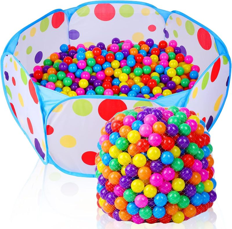 Photo 1 of 200 Pcs 4cm Colorful Balls Toy 39.4 Inch Pit Large Foldable Play Ball Tent Pool Plastic Colorful Small Balls with Storage Bag for Playhouse Playpen Toddler Boy Girl Play Indoor Outdoor