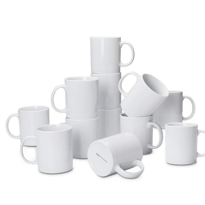 Photo 1 of AmazonCommercial 8-Piece Porcelain, 8 Oz. Coffee Mug Set, White 8oz(370cc) Coffe Mug Coupe