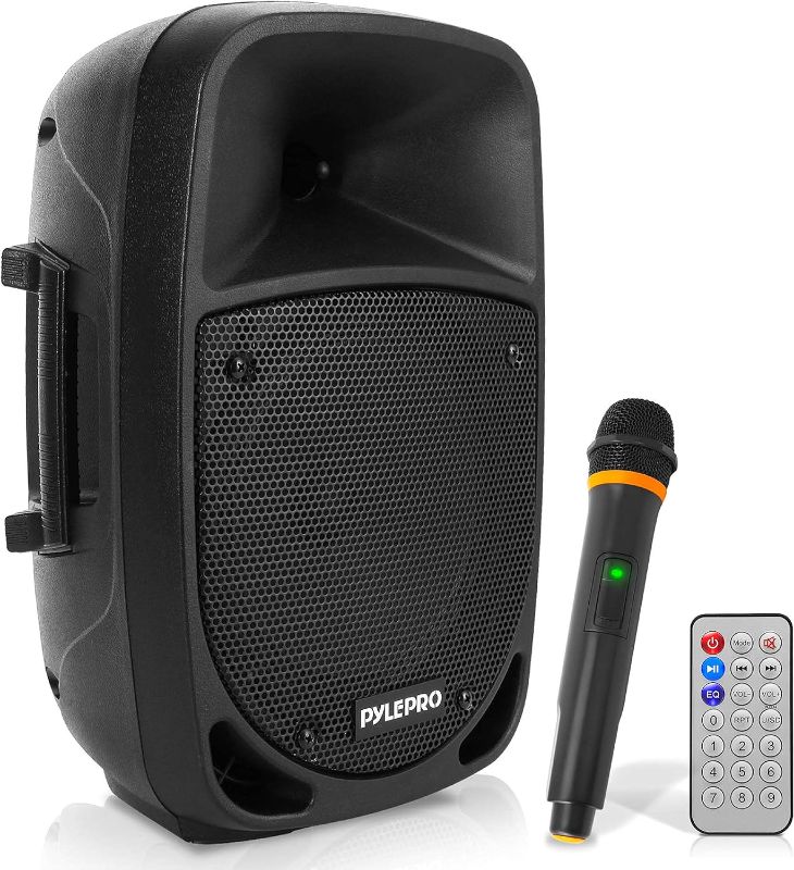 Photo 1 of Pyle 800W Portable Bluetooth PA Speaker - 8’’ Subwoofer, LED Battery Indicator Lights w/ Built-in Rechargeable Battery, MP3/USB/SD Card Reader, and UHF Wireless Microphone - Pyle PSBT85A,Black