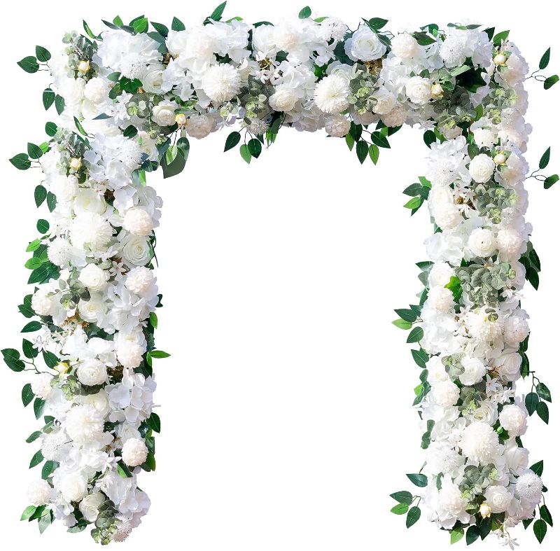 Photo 1 of 
KAHAUL 2PC of 39 Inches Artificial White Floral Swag for Arch Garden Party, Table Centerpiece, Flower Arrangements, Wedding Reception Decorations, Wall Décor