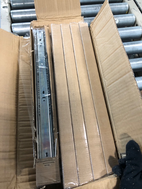 Photo 3 of 18" Soft Close Ball Bearing Drawer Slides 5 Pair - (Also 12" to 22" Lengths) - 100 lb.Capacity - Side Mount with Mounting Screws, 3 Fold Full Extension Ball Bearing Drawer Rails 18 Inch 5 Pair
