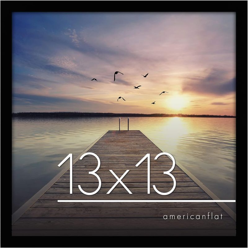 Photo 1 of Americanflat 13x13 Picture Frame in Black - Engineered Wood with Shatter Resistant Glass - Horizontal and Vertical Formats for Wall