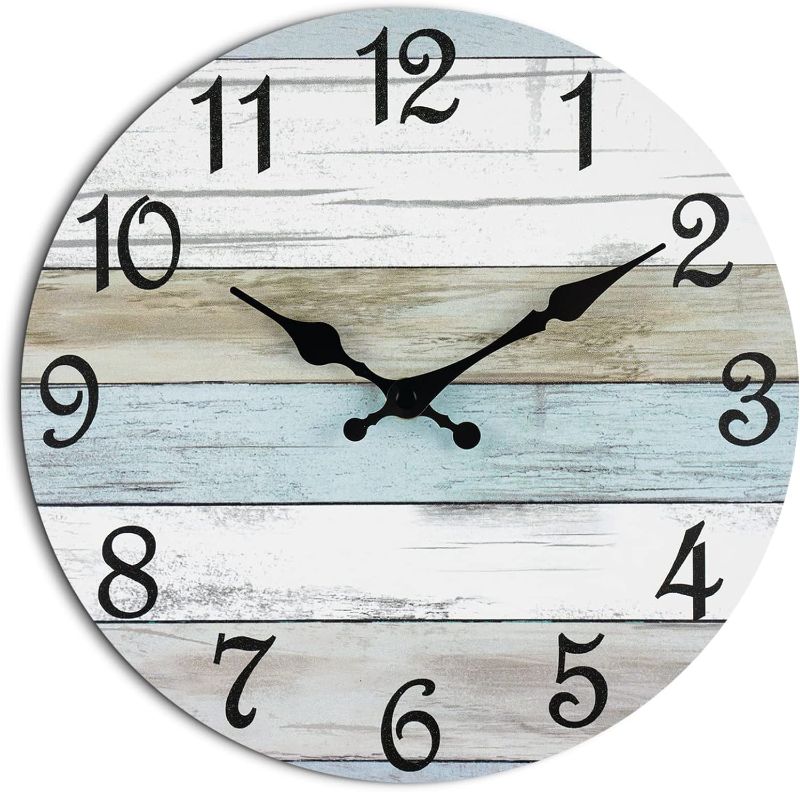 Photo 1 of 
CHYLIN Wall Clock Silent Non Ticking Battery Operated, Rustic Coastal Country Clock Decorative for Bathroom Kitchen Bedroom Living Room(10 Inch