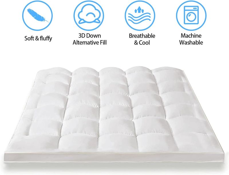 Photo 1 of 4.5 4.5 out of 5 stars 787 Reviews
Cymula Mattress Topper Queen, Extra Thick Mattress Pad Pillow top for Deep Sleep, Soft Mattress Protector Cover with 8"-21" Deep Pocket Overfilled 3D Snow Down Alternative Filling (White